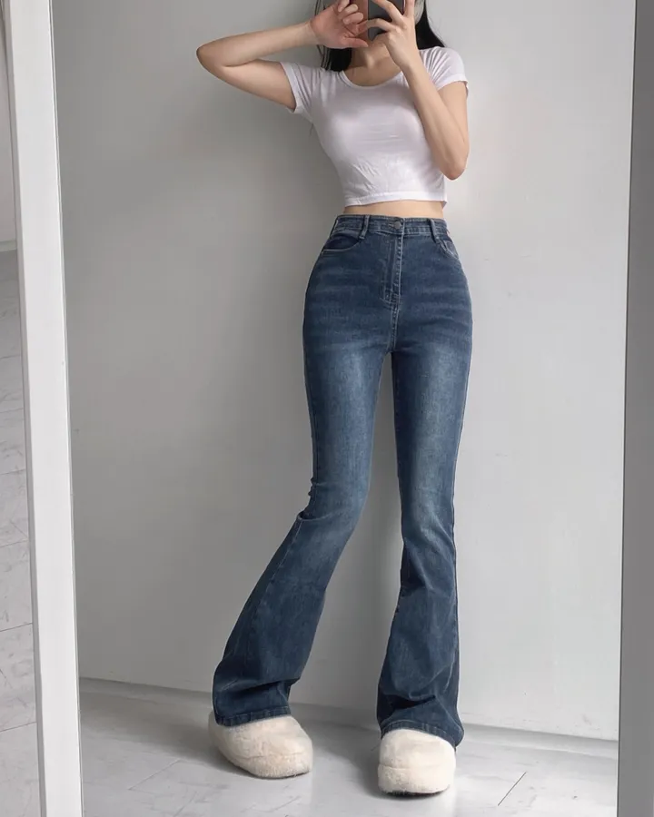 [인생팬츠/기장선택/~2XL] 빈티지 워싱 스판 하이웨스트 부츠컷 데님 롱 팬츠 - 6color 상세 이미지 42