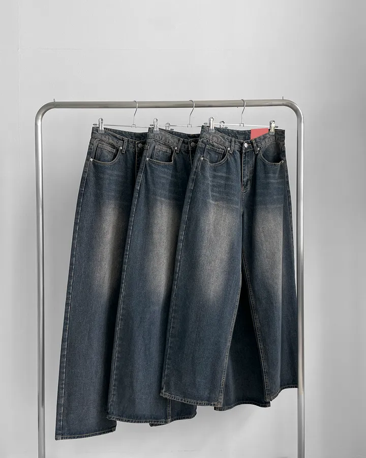 [3기장/~3XL] 스모크 워싱 와이드 정핏 일자 캐쥬얼 데일리 데님 팬츠 바지 상세 이미지 19