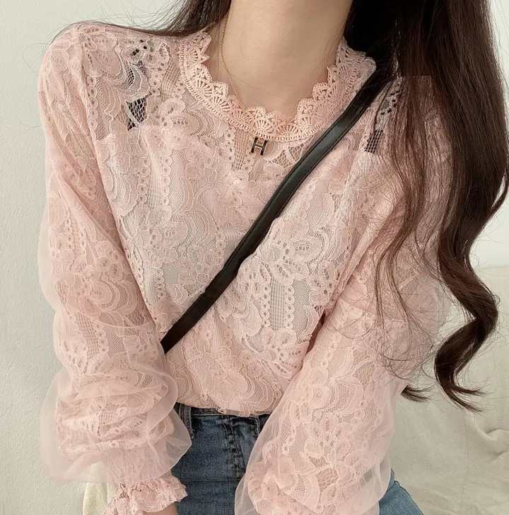 안감있는, 세젤예 레이스 시스루블라우스 4color 상세 이미지 8
