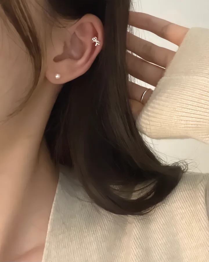 [silver925] 더블 리본 피어싱 상세 이미지 6