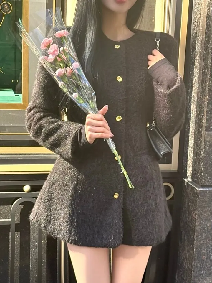[코트겸원피스💗] 보들보들 연말룩 앙고라 하프 자켓 코트 원피스 상세 이미지 22