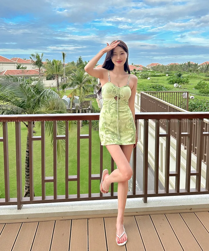💚어디서샀어?/M-XL 나염 트임 원피스 비키니 모노키니 휴양지 호캉스 호텔 유교걸 빅사이즈 커버업 치마 스커트 수영복 상세 이미지 15