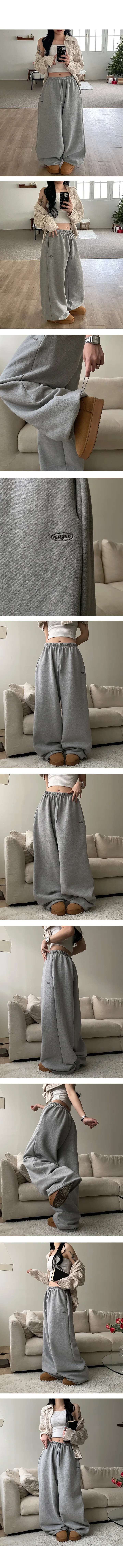 3XL 양기모 자수포인트 밑단스트링 와이드 팬츠 [빅사이즈/통통제작] 상세 이미지 6