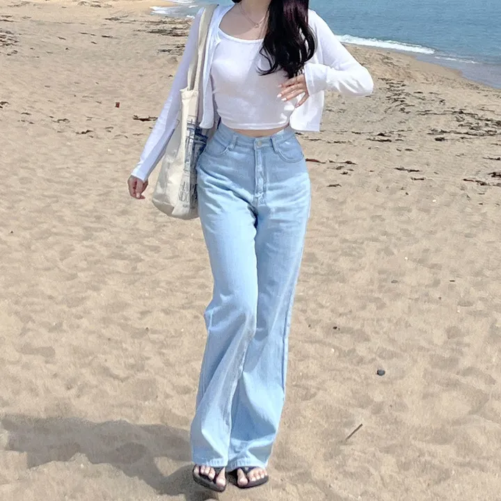 [자체제작/허리쏘옥/기본,롱ver] 후들후들 얇은 썸머 연청 와이드 데님 여름 청바지 롱팬츠 상세 이미지 67