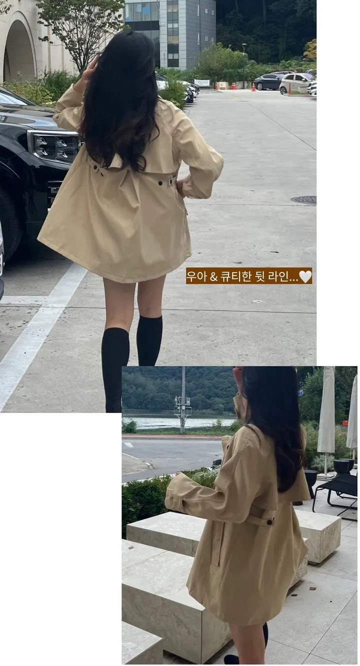 [봄 가을 필수🍂] 숏 케이프 트렌치 하프코트 2color 상세 이미지 14