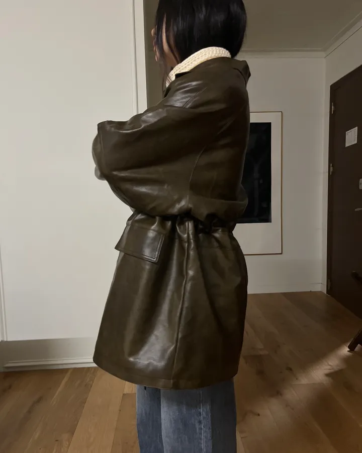 (2color) 덤블 레더 야상 하프코트 상세 이미지 8