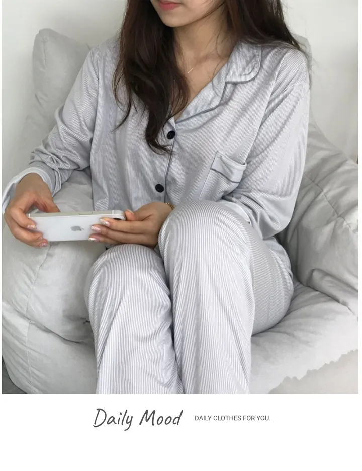 [🥛연유라떼set] 줄무늬 베이직 잠옷 베이직 심플 잠옷 상세 이미지 8