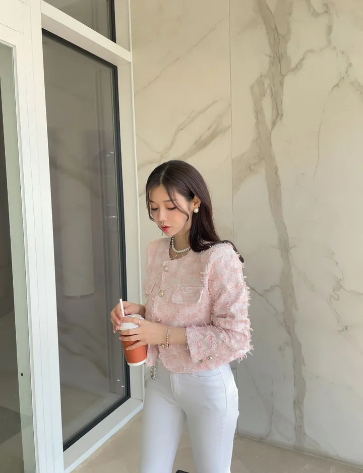 조이풀 깃털 트위드 자켓 ( 3color ) 상세 이미지 2