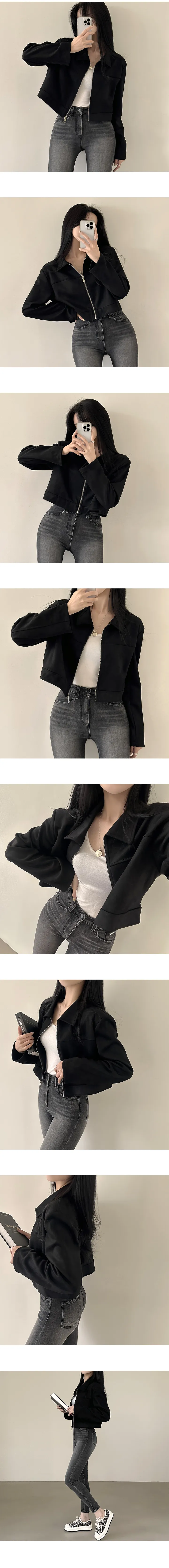 [가을무드/부드러워요] 은은한 컬러감, 스웨이드 절개 카라 크롭 자켓 (3color) 상세 이미지 4
