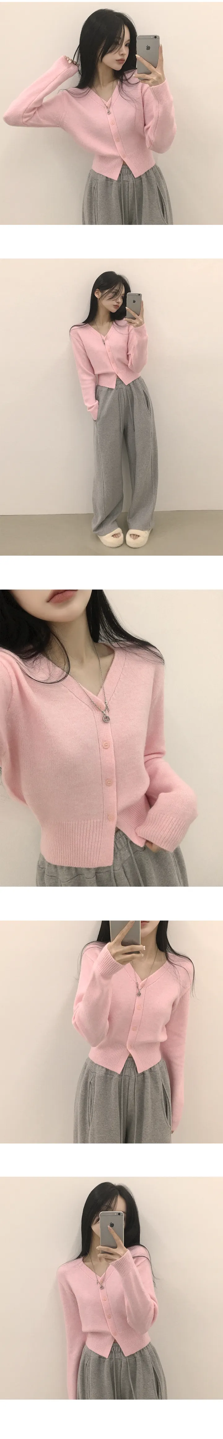 [고퀄,캐시울🤍/색감맛집] 허리잘록~ 여리핏, 부드러운 캐시 울 브이넥 크롭 니트가디건 (9color) 상세 이미지 5