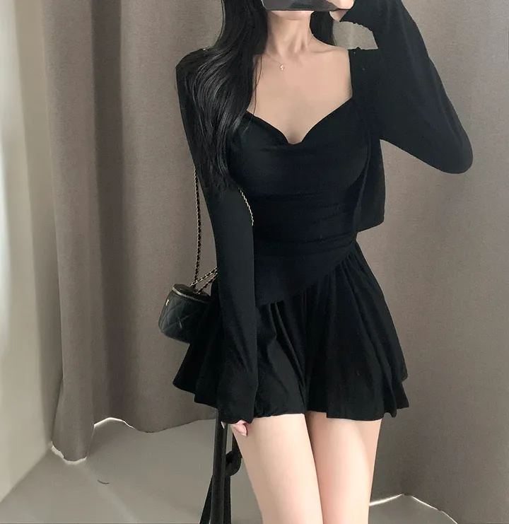 요물 3pcs💘 셔링 드레이프 나시 가디건 스커트 속바지내장 SET 상세 이미지 21