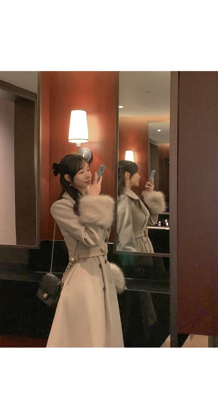 [High-quality✨러블리코트/A라인/원피스겸용/퀄리티좋아요/핏이뻐요] 리츠 소매퍼 울 A라인 롱코트 CT (2온스) 상세 이미지 5