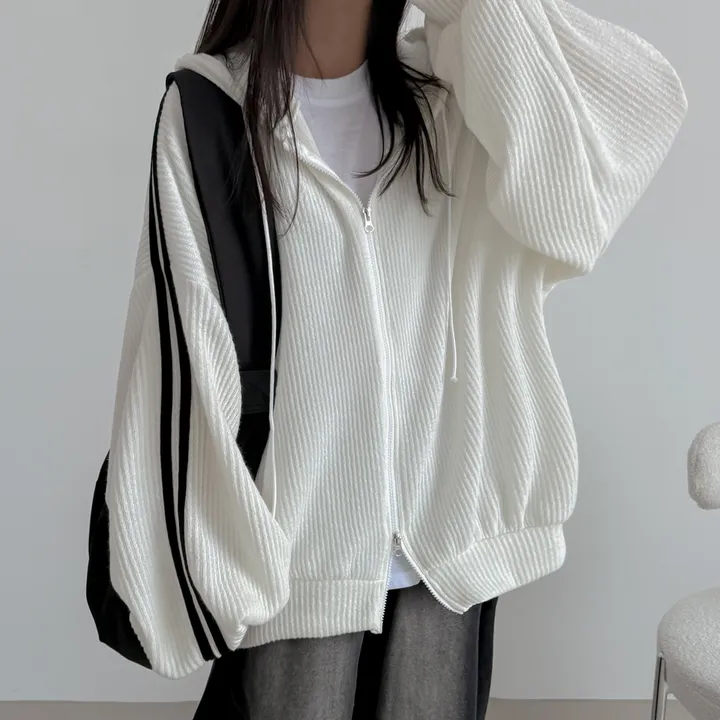 [왕오버핏/투웨이지퍼]일루션 투라인 후드집업 상세 이미지 19