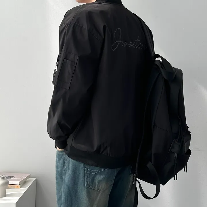 남녀공용 자수 백 레터링 봄 가을 간절기 아우터 오버핏 바람막이 루즈핏 자켓 점퍼 백레터링자수바람막이 상세 이미지 10