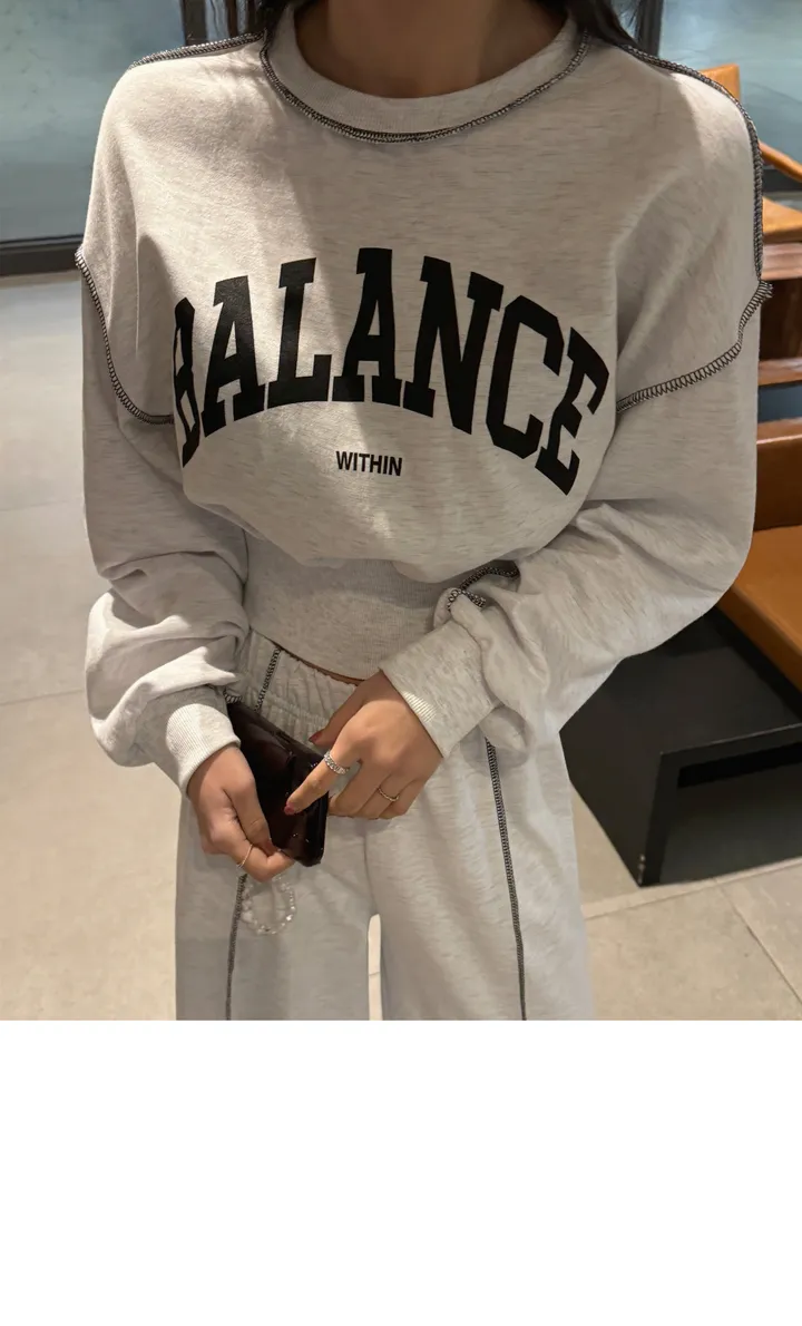 (F~2XL/부분당일발송/자체제작/주문폭주~)리노 맨투맨 팬츠 셋업 레터링 배색 리버스 스티치 트레이닝 투피스 세트 상세 이미지 23