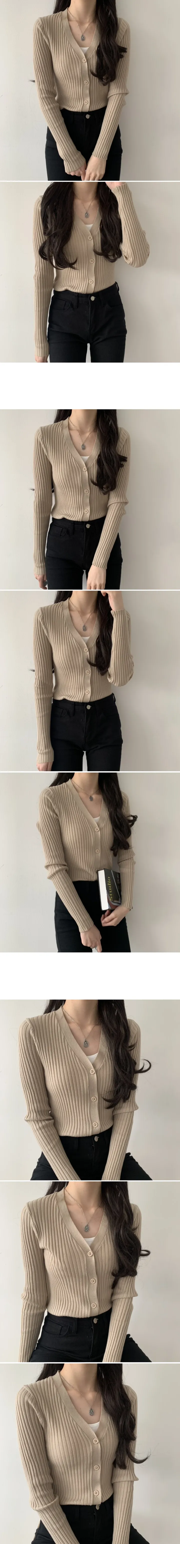 비쥬 골지 브이가디건 상세 이미지 2