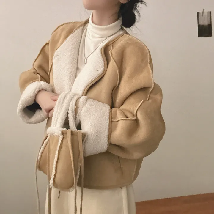 [양털안감/가방set] 유연소재,귀여움! 스웨이드 무스탕 자켓 2color 상세 이미지 21
