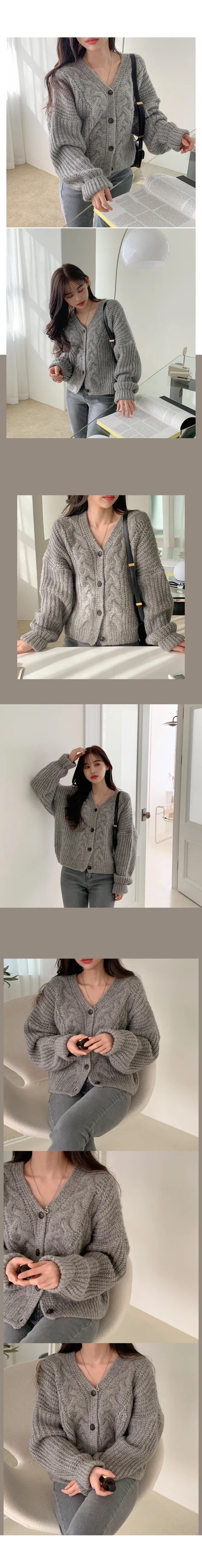 [고퀄리티/울소재]베어링 도톰 울 크롭 가디건 (4color) 상세 이미지 20