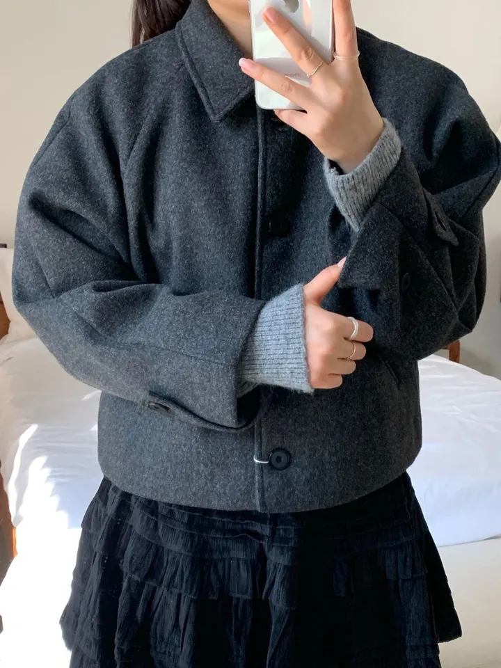 [아방루즈핏/💞러블리] 머스 카라 숏 코트 자켓 모직코트 상세 이미지 50