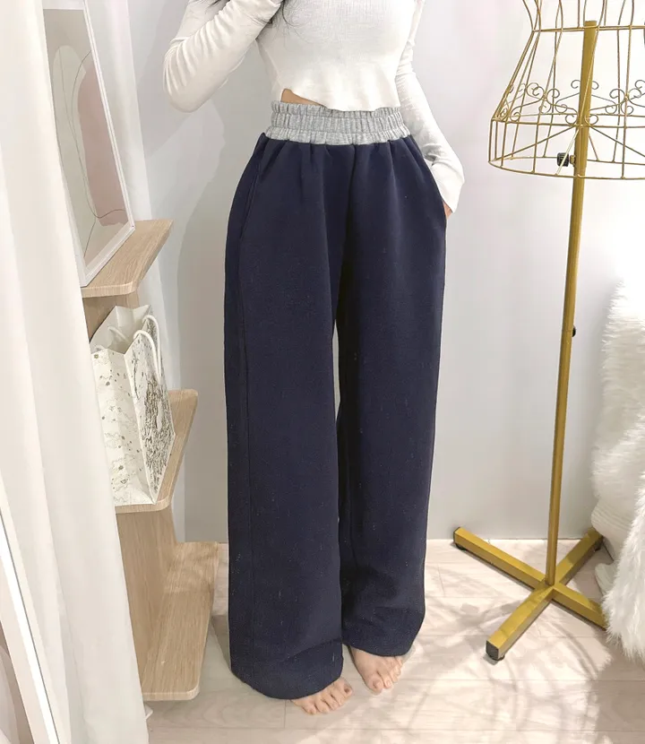 *2way [주머니배색 포인트!] 패트 배색 밴딩 힙 와이드 롱 트레이닝팬츠 롱팬츠 - 4color 상세 이미지 16