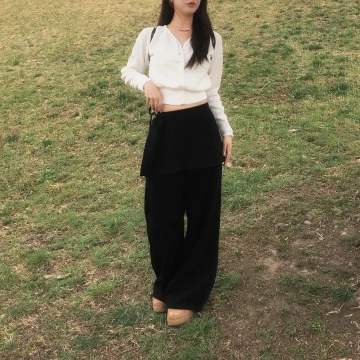 [꾸안꾸룩/핏보장] 가비 랩 스커트 + 트레이닝 와이드 치마 바지 상세 이미지 26