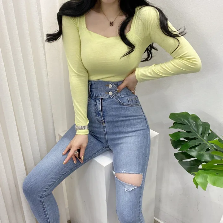 🚀당일발송🚀[묶음할인/기본템] 봄 가을 알프 셀리 스퀘어넥 긴팔 티셔츠 이너티 상세 이미지 29