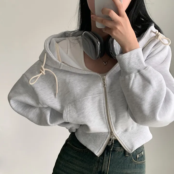 [완전인기✨/백염컬러 당일출고!] 자체제작 크치Made 꿈에 나온 핏, 투웨이 양기모 크롭 후드집업 ver 아우터 자켓 - zipup 상세 이미지 155