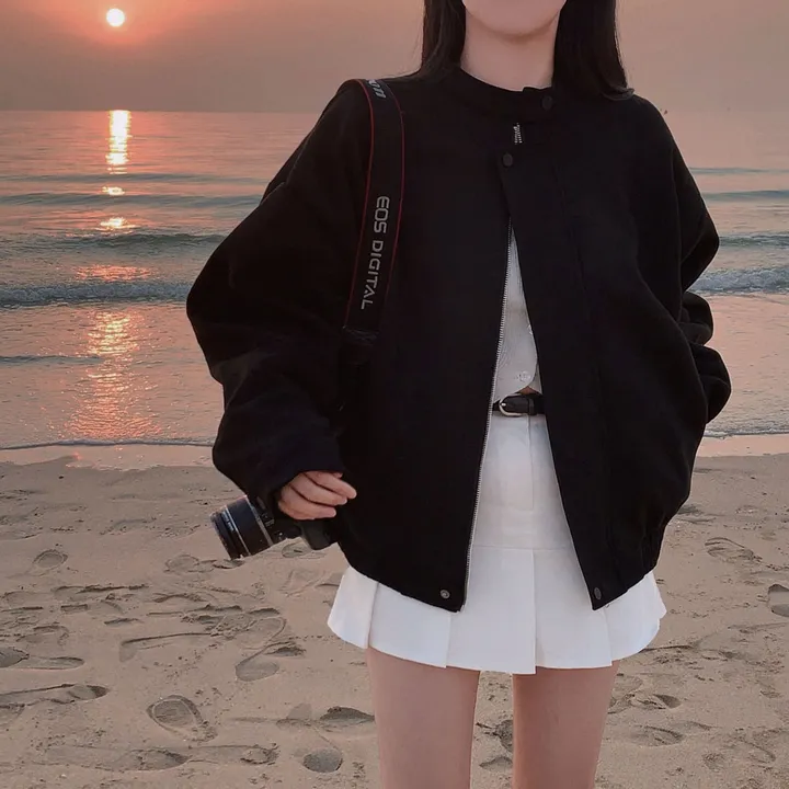 [오버핏!🖤/주문폭주✨]모던 바이커 스웨이드 아방 블루종 오버핏 자켓 상세 이미지 10