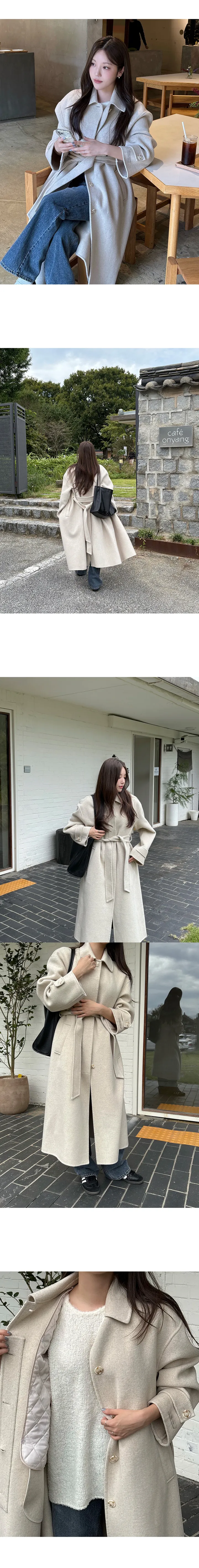 [울 90%/패딩내피] 앤드 벨트 핸드메이드 롱 코트 상세 이미지 10