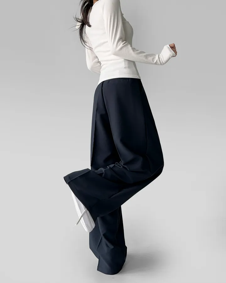 [~3XL/2기장] 르네상스 모더니즘 더블 핀턱 통 와이드 루즈핏 슬랙스 긴바지 롱팬츠 상세 이미지 59