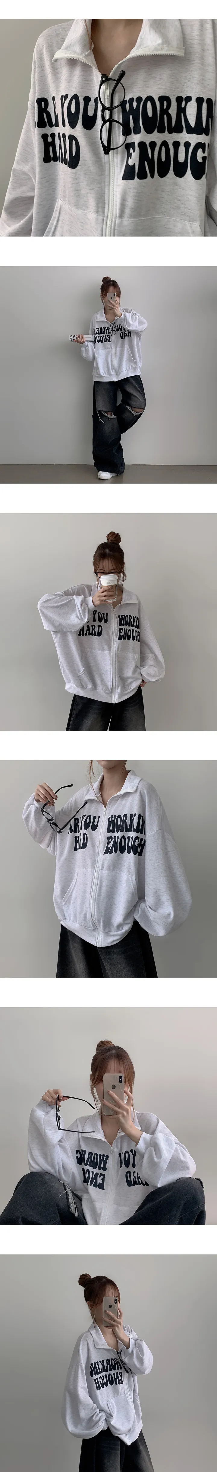 [힙한무드!/교복템/간절기] 워킨 오버핏 배색 프린팅 집업 (3color) 3일만할인 상세 이미지 19