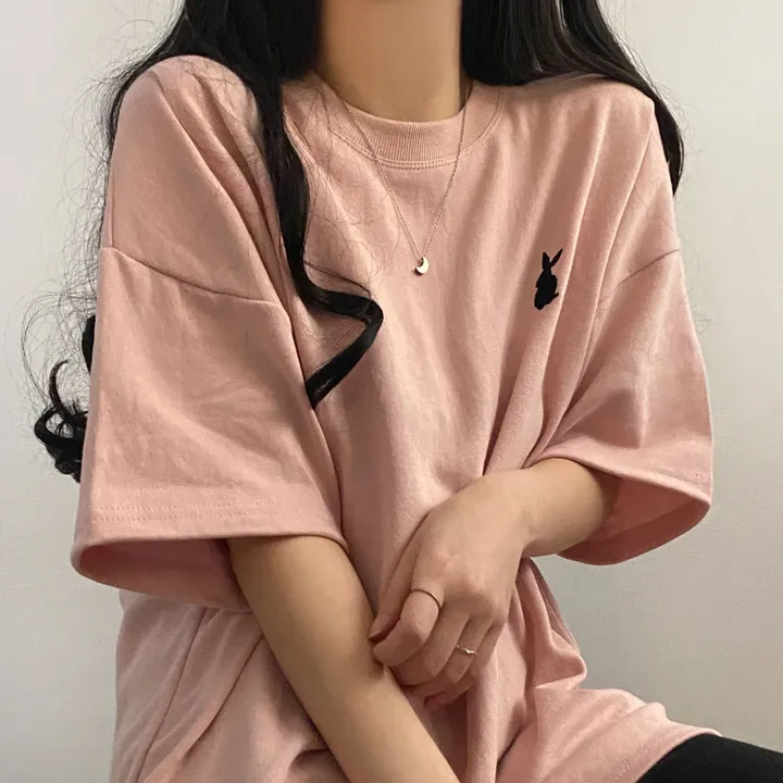 [넉넉/데일리] 러블리 래빗 자수 오버핏 반팔티T 상세 이미지 10