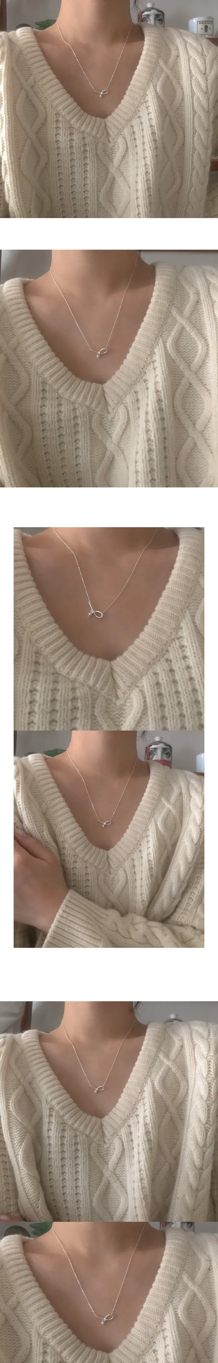 tude necklace (silver925) 실버 진주 펜던트 드롭 은 목걸이 상세 이미지 3