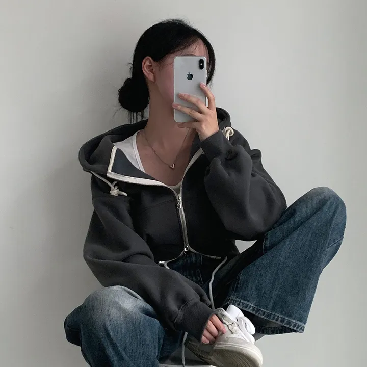 [완전인기✨/백염컬러 당일출고!] 자체제작 크치Made 꿈에 나온 핏, 투웨이 양기모 크롭 후드집업 ver 아우터 자켓 - zipup 상세 이미지 181