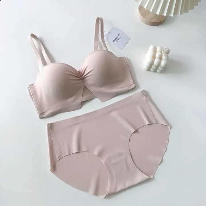 볼륨업 하프컵 반컵브라 심리스 뽕브라 노와이어 편한 오프숄더 튜브탑 A컵 AA컵 여름 끈없는 브라탑 팬티 속옷 세트 상세 이미지 33