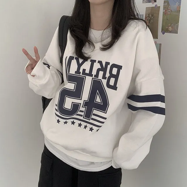 [핏이쁜/3컬러] 기모 브이넥 브루클린45 오버핏 맨투맨 상세 이미지 6