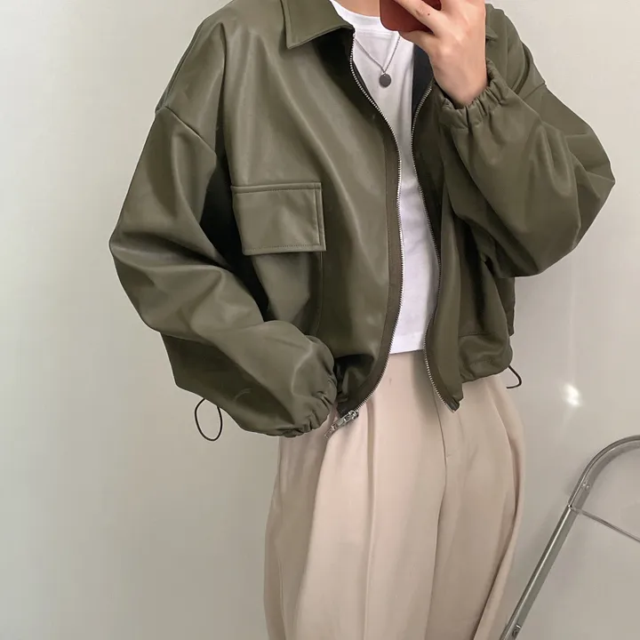 [투웨이/고퀄리티]레더 스트링 카라 크롭 라이더 숏자켓 3color 상세 이미지 51