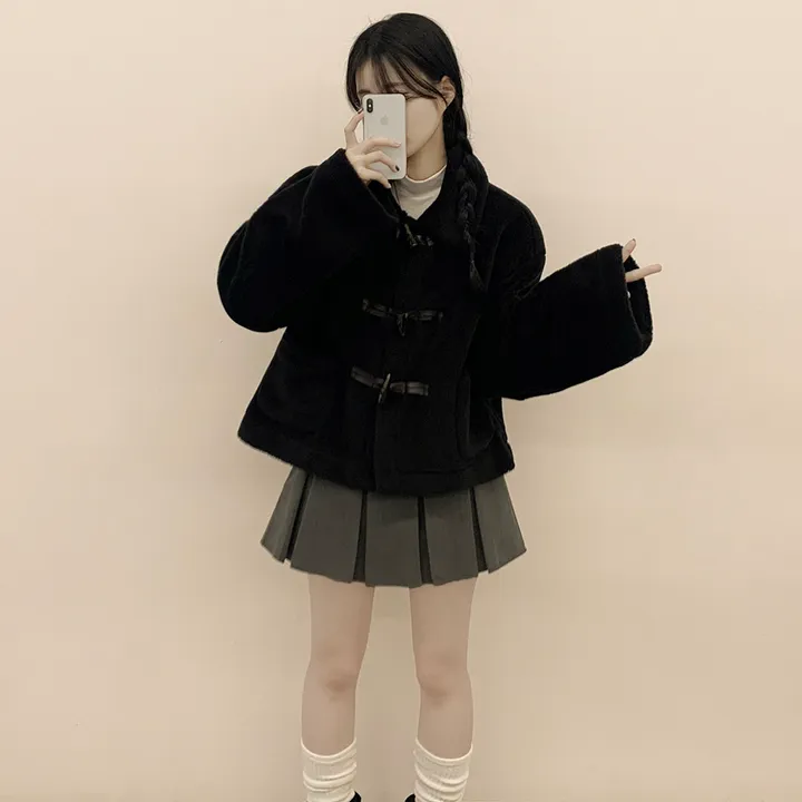[귀여움/아방핏🧸] 도톰포근~ 양털 뽀글이 떡볶이 더플 자켓 테디베어 숏코트 상세 이미지 10