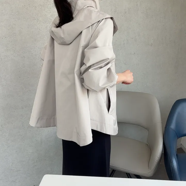 간절기 루즈핏 A라인 후드 바람막이 점퍼 상세 이미지 12