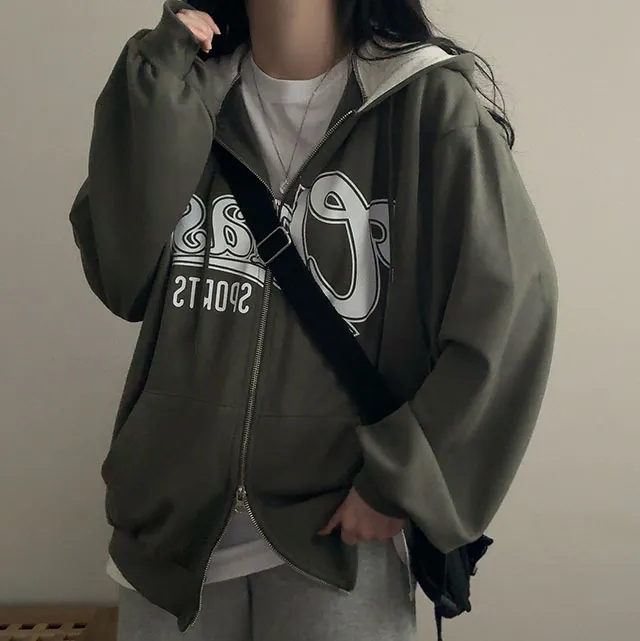 [봄아우터!/박시핏] 체이스 배색 레터링 투웨이 후드집업 4color 상세 이미지 8