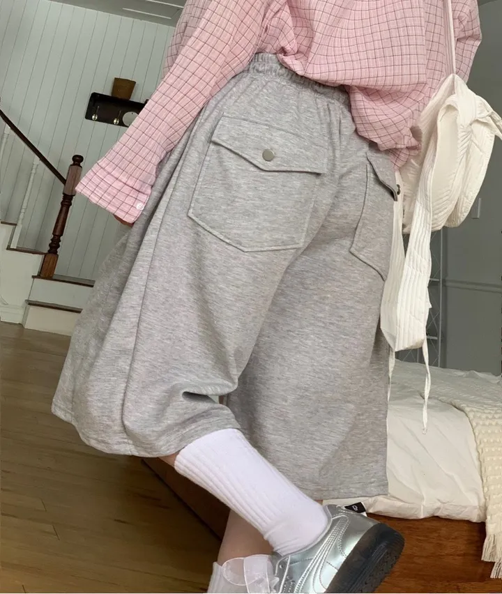 [뒷포켓/사이드핀턱/허얇골넓]르모니 볼륨 뒷포켓 사이드 핀턱 버뮤다 코튼 밴딩 트레이닝 팬츠 5color 상세 이미지 26