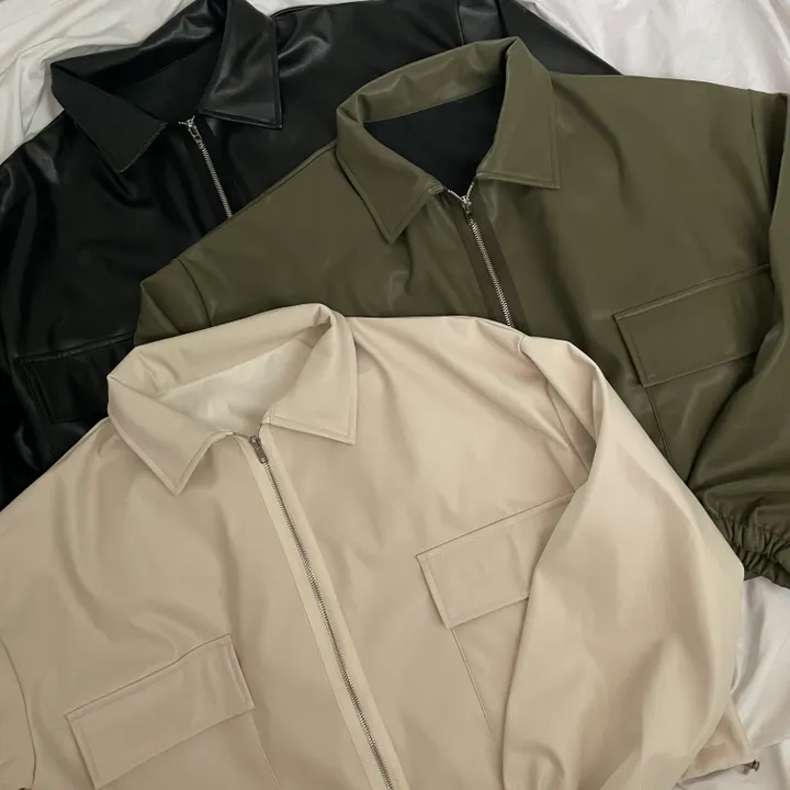 [투웨이/고퀄리티]레더 스트링 카라 크롭 라이더 숏자켓 3color 상세 이미지 4