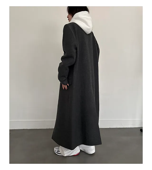 (Unisex) 카민 히든 롱 코트 (3color) 맥시 겨울코트 오버사이즈 울코트 남녀공용 상세 이미지 14