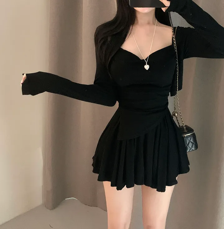 요물 3pcs💘 셔링 드레이프 나시 가디건 스커트 속바지내장 SET 상세 이미지 24