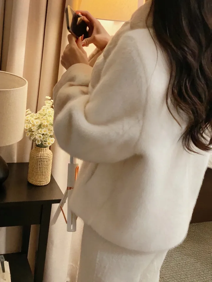 [✨high quality] 친칠라 머플러 투톤 퍼 트리밍 퍼자켓 2color 상세 이미지 13
