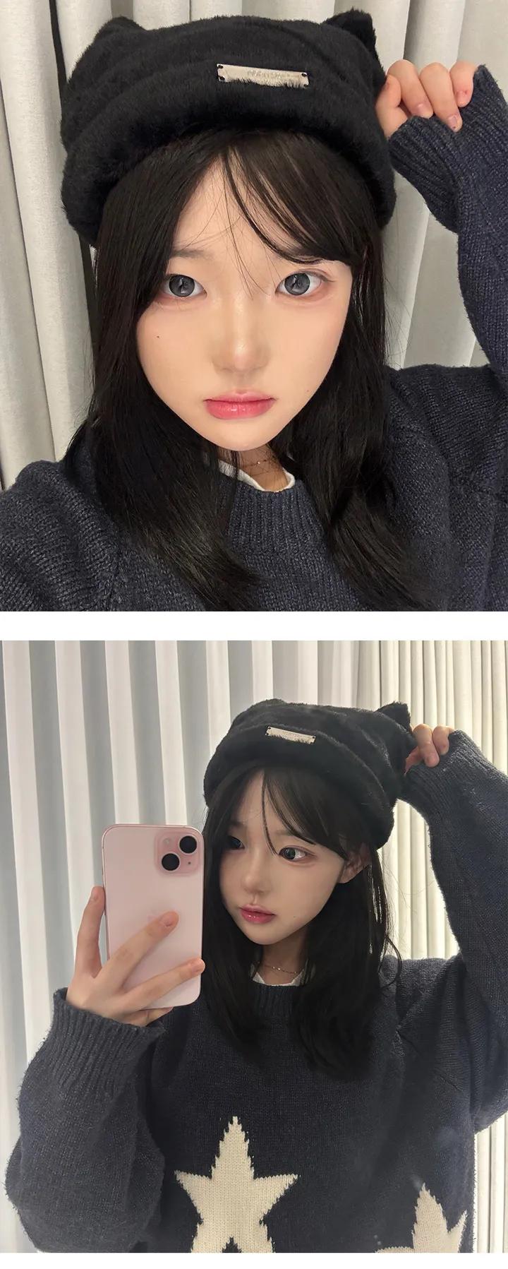 [최저가/고양이/당일🚀] 쫑긋 고양이 냥이 겨울 귀 비니 모자 고양이비니 곰돌이비니 방한 밍크 털모자 상세 이미지 18