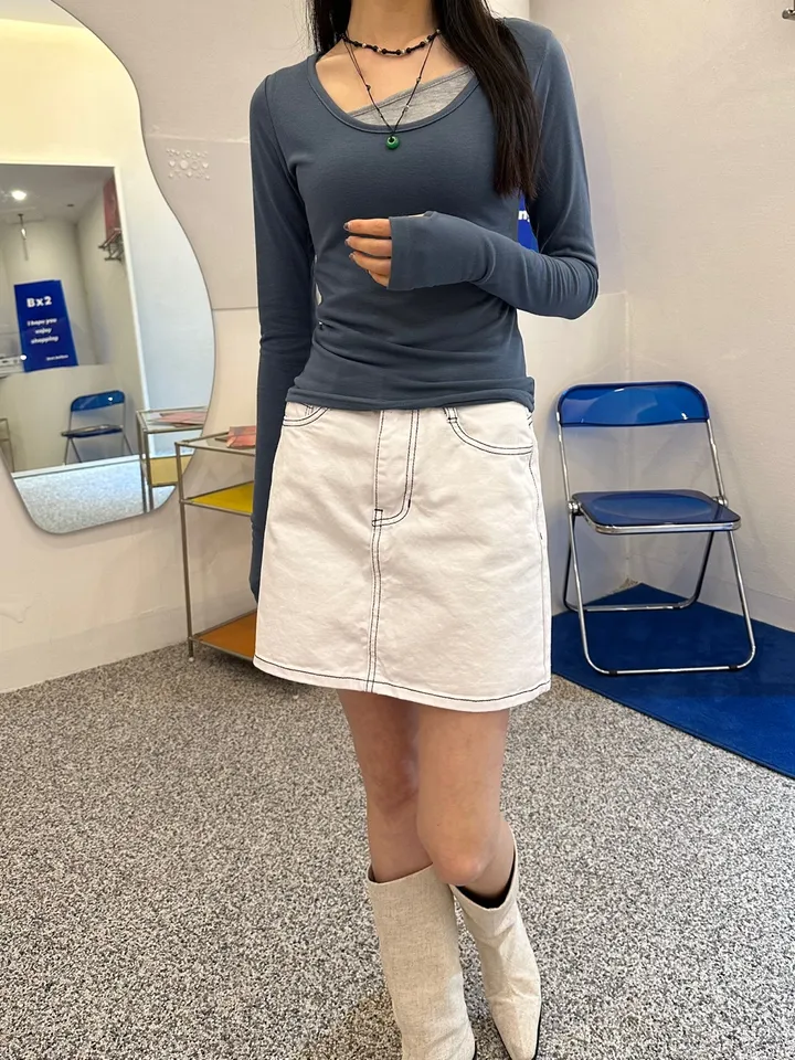 *라인대박 착붙 쫀쫀 스판 유넥 워머 데일리 긴팔 티셔츠 상세 이미지 5