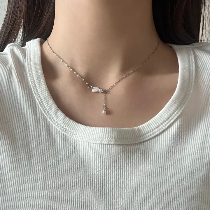 [신상할인]진주 자개 하트 목걸이 상세 이미지 8