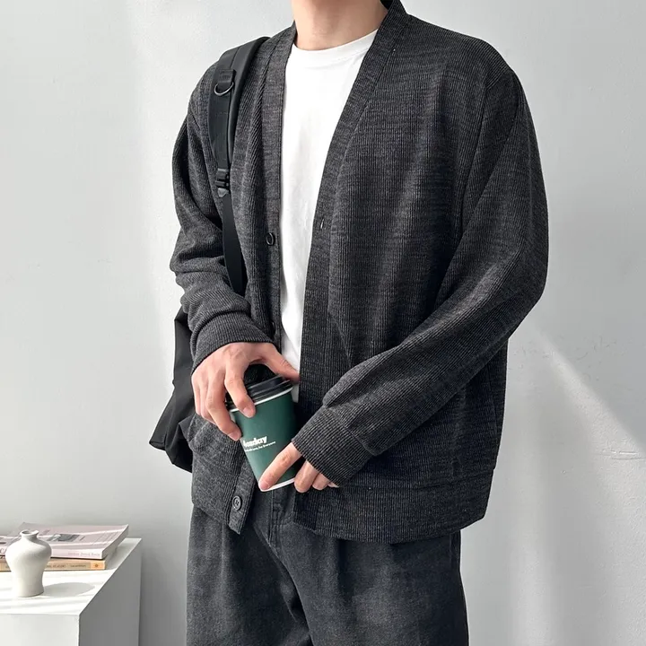 4color 어깨 +3cm 남녀공용 오버핏 소프트 루즈핏 니트 가디건 자켓 남자브이넥베이직가디건 상세 이미지 22