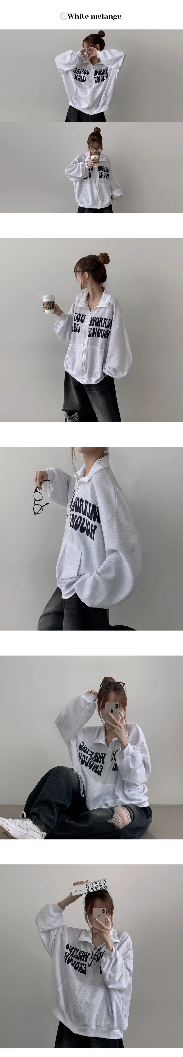 [힙한무드!/교복템/간절기] 워킨 오버핏 배색 프린팅 집업 (3color) 3일만할인 상세 이미지 18
